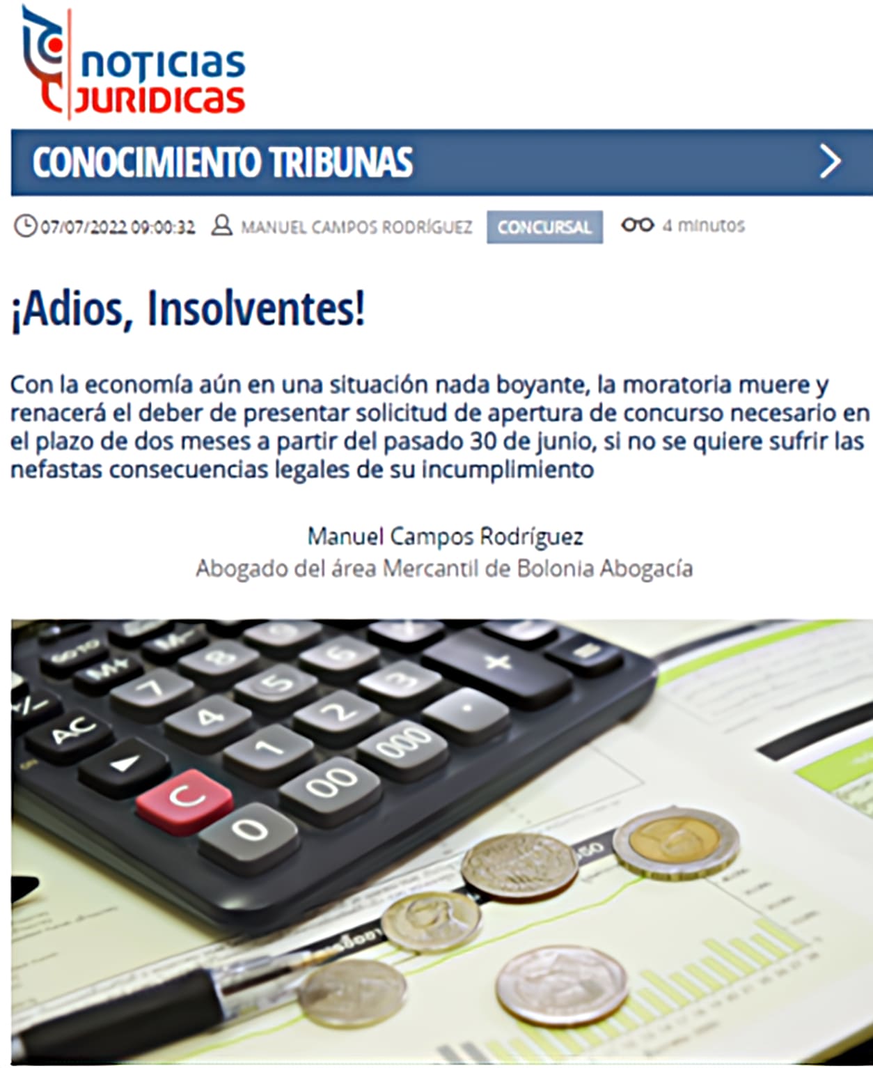 Fin de la moratoria concursal. ¡Adiós insolventes! - Bolonia Abogacía